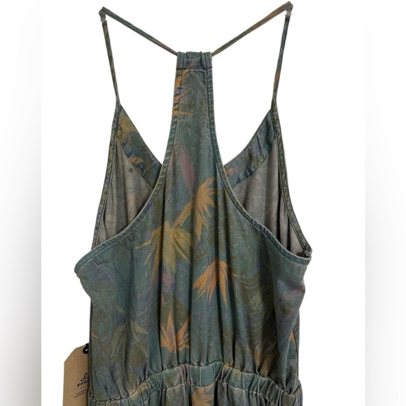 NWT Prana Blue Washed Leaves Denim Chambray Sky Haven Dress Spaghetti Straps - Picture 5 of 11
